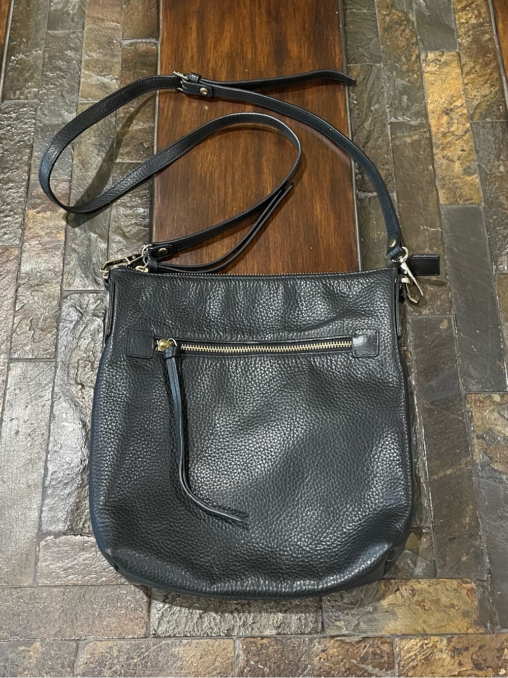 KIKO Black Pebbled Leather Crossbody Bag